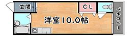 阪急神戸本線 六甲駅 徒歩15分の賃貸アパート 2階ワンルームの間取り