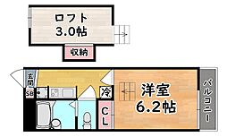 阪急神戸本線 王子公園駅 徒歩14分の賃貸アパート 1階1Kの間取り