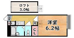 阪神本線 青木駅 徒歩5分の賃貸アパート 1階1Kの間取り