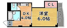 グリーンハイツ山水C棟 1DKの間取図画像