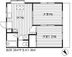 NUハイツ 2DKの間取図画像