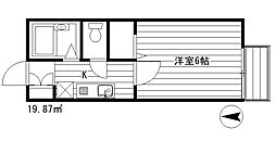プラージュ大泉 1Kの間取図画像