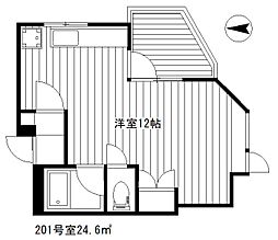 シャンブルオカムラ ワンルームの間取図画像