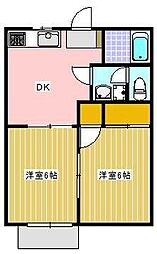 アルメリア岡部2 2DKの間取図画像