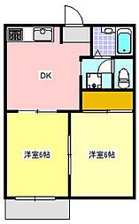 ビラ・アークルB 2DKの間取図画像