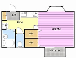ウェルシーハイツ 1DKの間取図画像