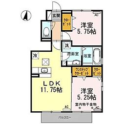 カリーナ 2LDKの間取図画像