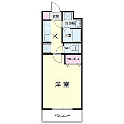 サンフィールド 1Kの間取図画像