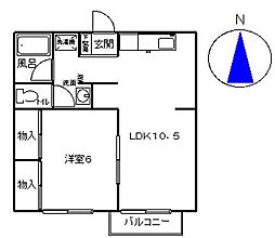 松村コーポ 1LDKの間取図画像