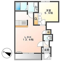 メイプルガーデンS 1LDKの間取図画像