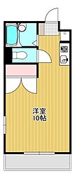 フースバル ワンルームの間取図画像