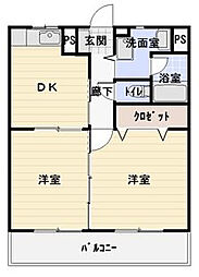エスペランサ2 2DKの間取図画像
