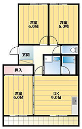 カームヒルズN 3DKの間取図画像