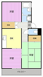 プレジール東海 3DKの間取図画像