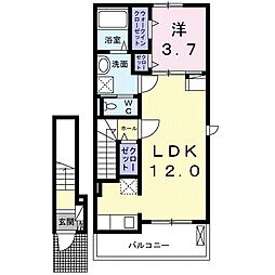 高岡ヒルズ 1LDKの間取図画像