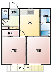 ドミールF 2DKの間取図画像