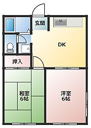エクセル中溝A 2DKの間取図画像