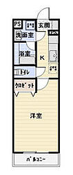 グリーンヒルズF 1Kの間取図画像