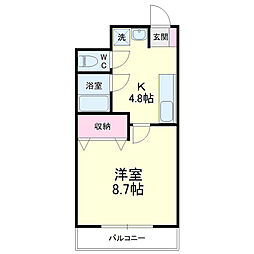 ライフ第6マンション藤枝駅前 1Kの間取図画像