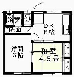 花崎マンション 2DKの間取図画像