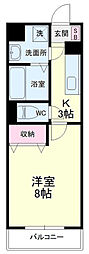 ラルジュ 1Kの間取図画像