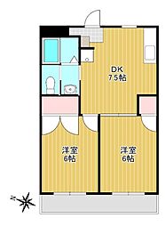 シャトレ牧之原 2DKの間取図画像