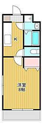 フリージア 1Kの間取図画像