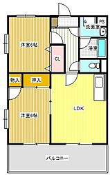 グランディール 2LDKの間取図画像