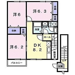 シプレスアルディアA 3DKの間取図画像