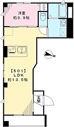 グランコート大塚 5階1LDKの間取り