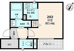 仮称フェリシア ワンルームの間取図画像