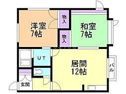 エルム桜木3 2LDKの間取図画像