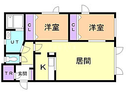 シルフィード 2LDKの間取図画像