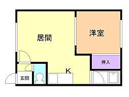 サンコート末広 1DKの間取図画像