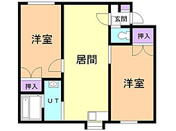 レインボーハウス白老No.9 2LDKの間取図画像