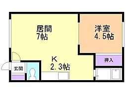 クレイドル303 1DKの間取図画像