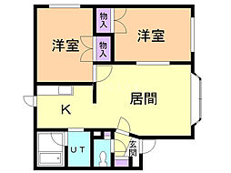 カーサ・ワイム 2階2LDKの間取り