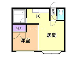 グラスウエスト 1DKの間取図画像