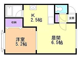 レインボウハウス童夢 1DKの間取図画像