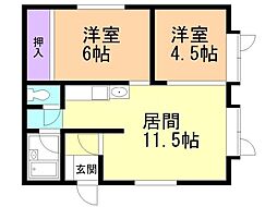 コーポ21 2LDKの間取図画像