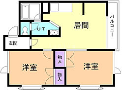 サニーハイツ 2LDKの間取図画像