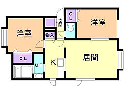 ピュアルース 2LDKの間取図画像