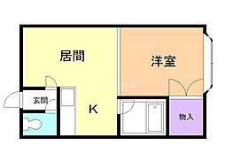 コーポカーレント 1DKの間取図画像