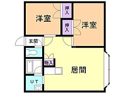 ニューホクトハイツ2 2LDKの間取図画像