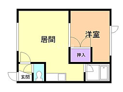 ロイヤルハイム青雲D 1LDKの間取図画像
