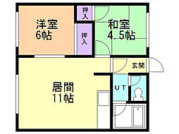 グランドゥール沼ノ端 2LDKの間取図画像