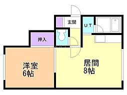 ジャルダン 1DKの間取図画像