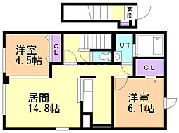 トリアノン2 2LDKの間取図画像