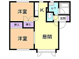 ハイツ岡山A 2LDKの間取図画像