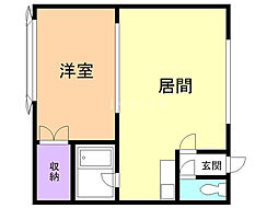 ブランドK3 1DKの間取図画像